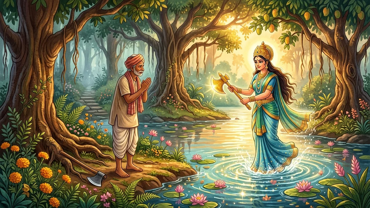 ईमानदार लकड़हारा और जल देवता
