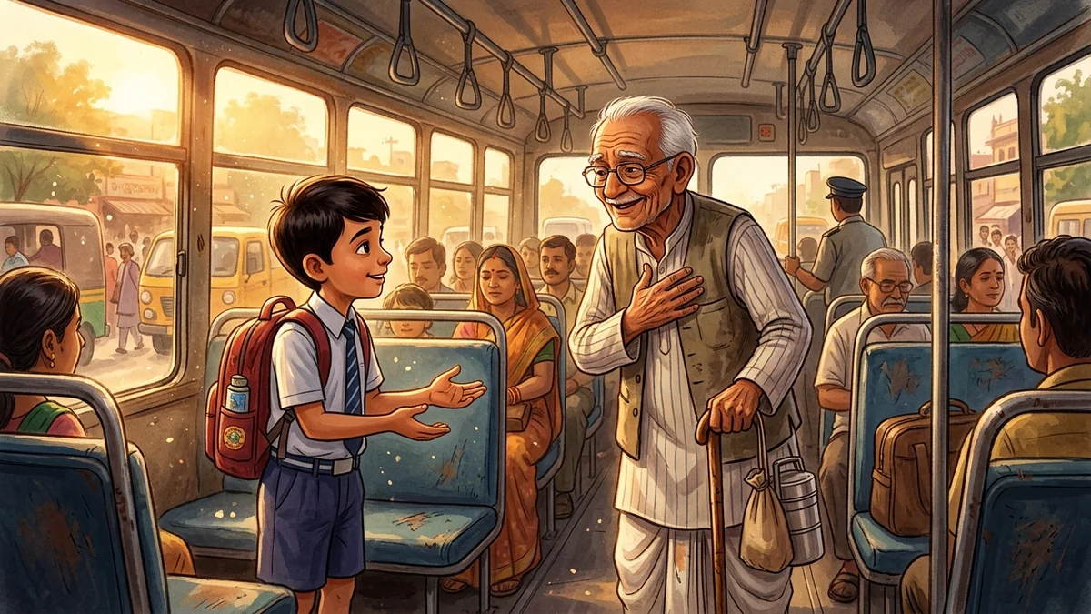 बस की सीट और बुजुर्ग यात्री