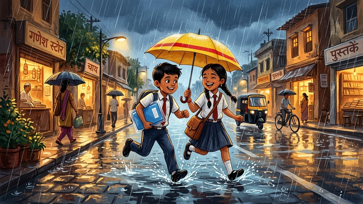 बारिश में किया गया वादा — सचित्र नैतिक बाल कहानी | अनुशासन व कर्तव्य