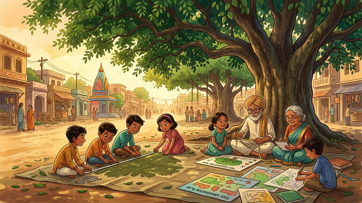 छाँव गिनने वाला शहर — सचित्र नैतिक बाल कहानी | पर्यावरण संरक्षण