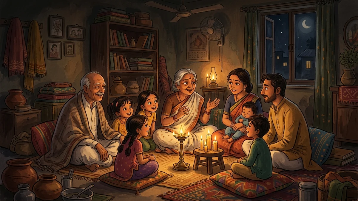 जिस रात बिजली चली गई — सचित्र नैतिक बाल कहानी | अनुशासन व कर्तव्य
