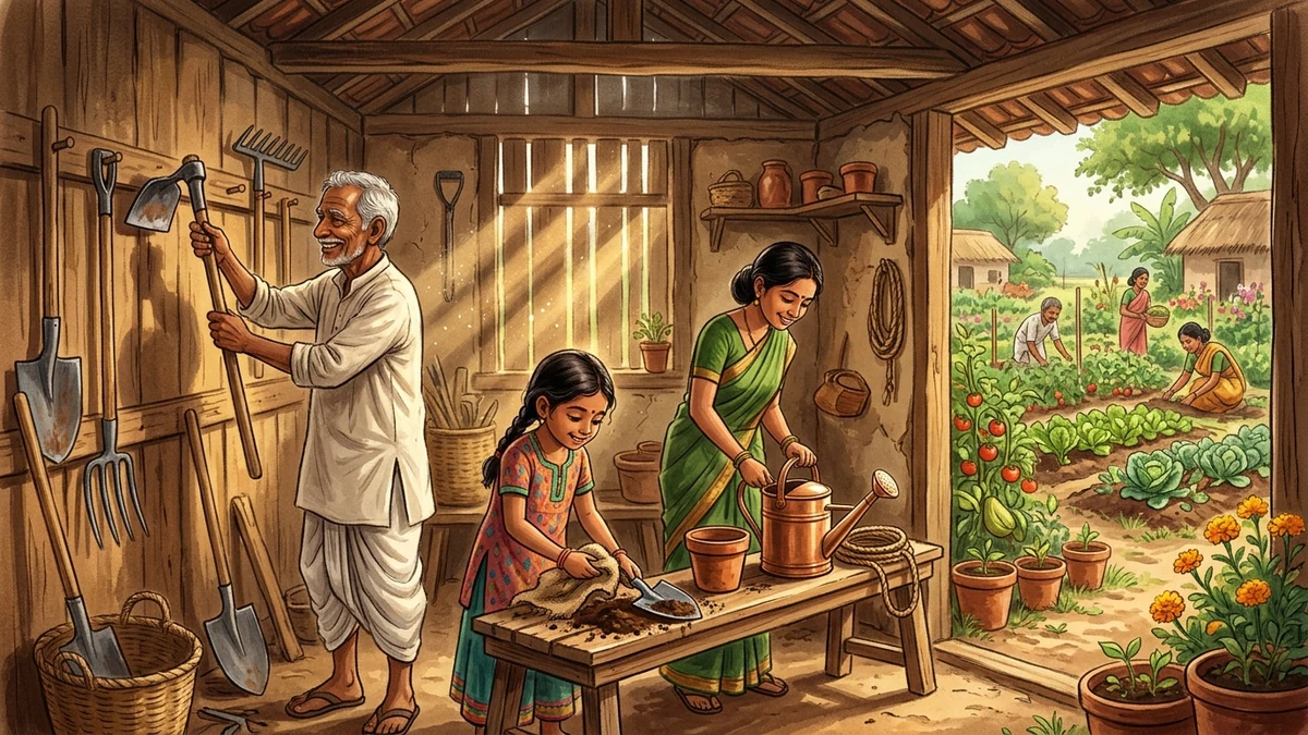 साझा औज़ारों की कुटिया — सचित्र नैतिक बाल कहानी | पर्यावरण संरक्षण