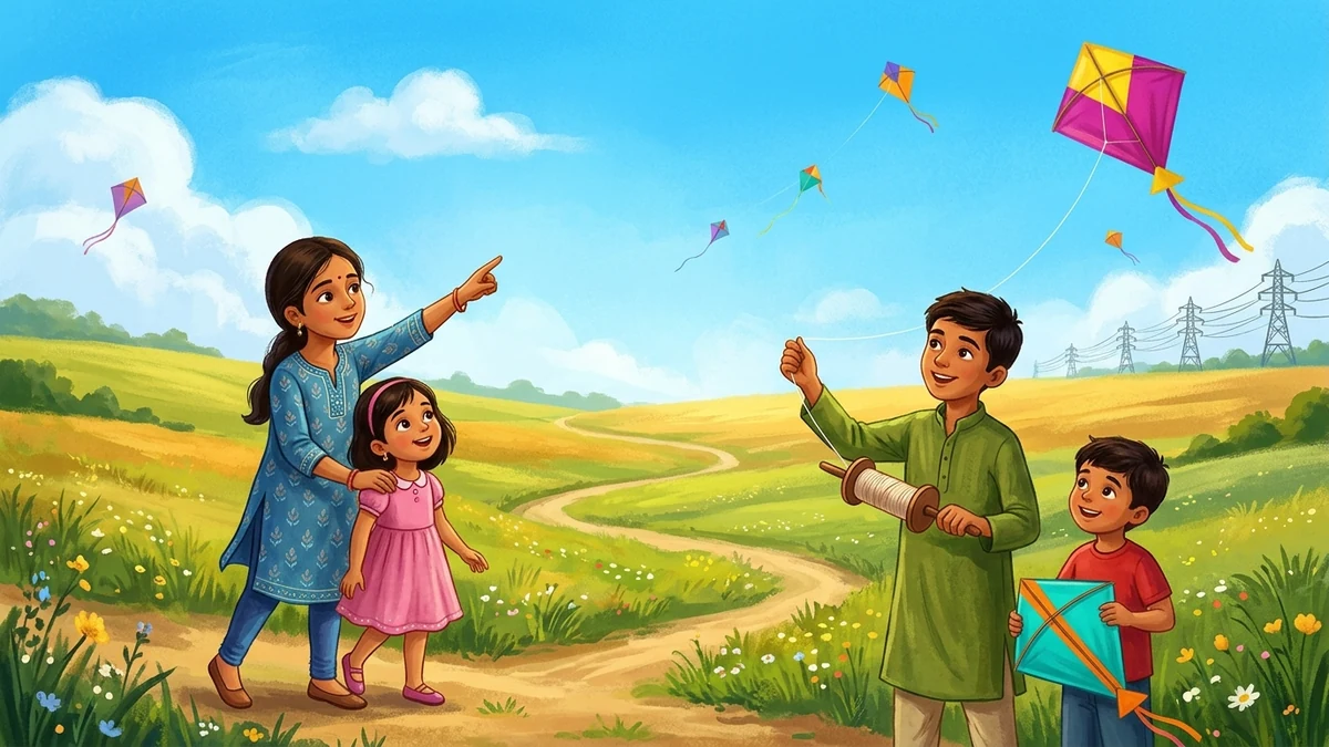 पतंग और बिजली की तारें — सचित्र नैतिक बाल कहानी | नागरिक कर्तव्य व सुरक्षा