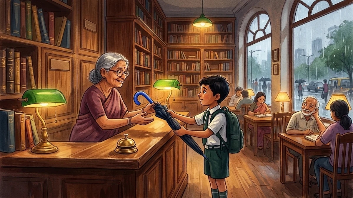 नीले हत्थे वाली छतरी — सचित्र नैतिक बाल कहानी | अनुशासन व कर्तव्य